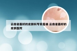 云南省最好的皮肤科专家是谁 云南省最好的皮肤医院